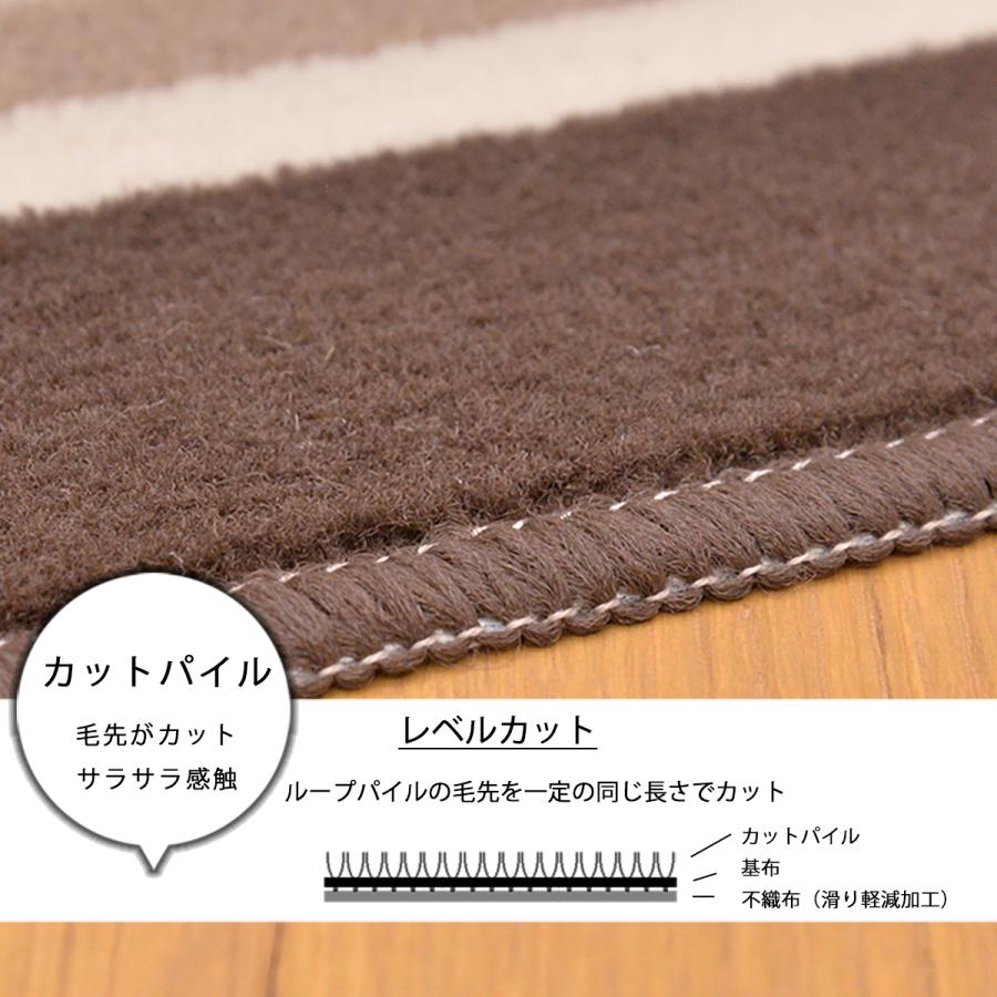 Tsujikawa キッチンマット 45cm 幅180 ストライプ 滑り軽減 日本製 