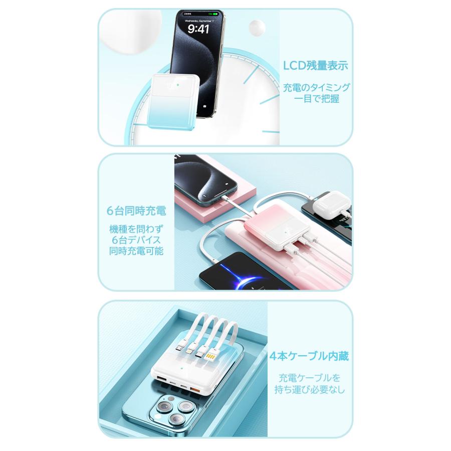 モバイルバッテリー スマホ充電器 iPhone15対応 20000mAh大容量 小型