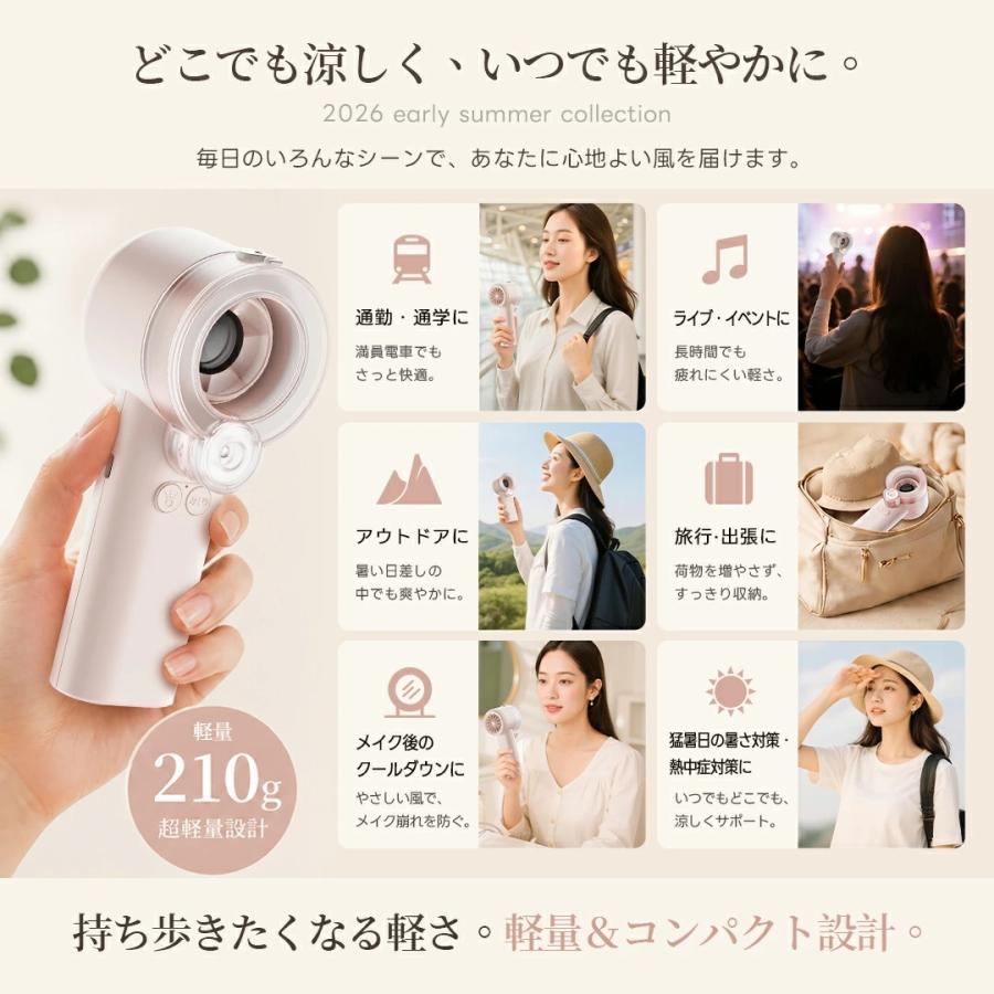 ハンディファン -20℃瞬間冷感 ミスト付きファン ハンディーファン 100段階風量調整 冷却ファン ハンディ扇風機 手持ち扇風機 卓上扇風機 扇風機 静音 軽量 冷感 | Smoatc | 10