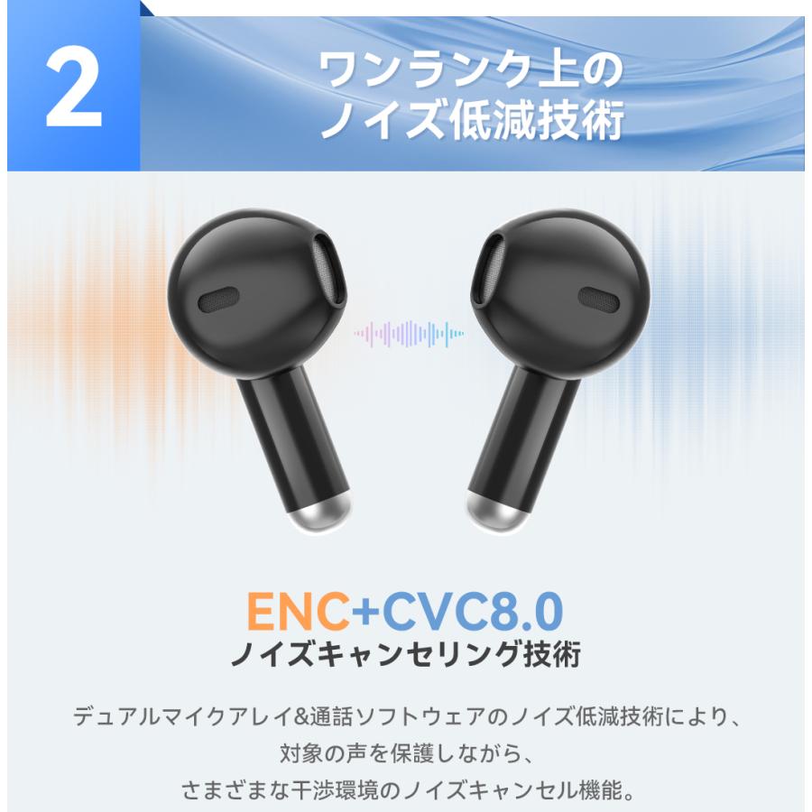 ワイヤレスイヤホン bluetooth5.3 音質効果調整 iBlissアプリ対応 ENC+CVC8.0ノイズキャンセリング 日本語音声ガイド 残量表示 急速充電 高音質 30時間音楽再生｜tk-factory07｜03