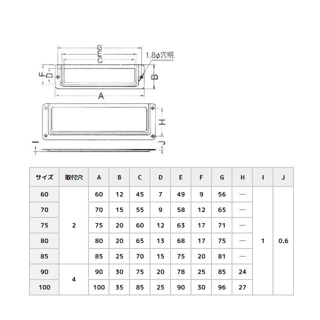 スリーナイン アルミ 長型品名差 サイズ70mm〜100mm 厚み0.4mm(ハガキ