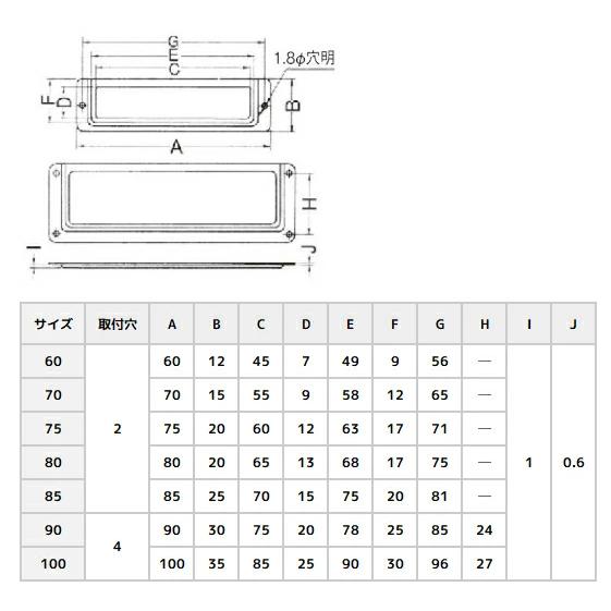 スリーナイン アルミ 長型品名差 サイズ70mm〜100mm 厚み0.4mm(ハガキ