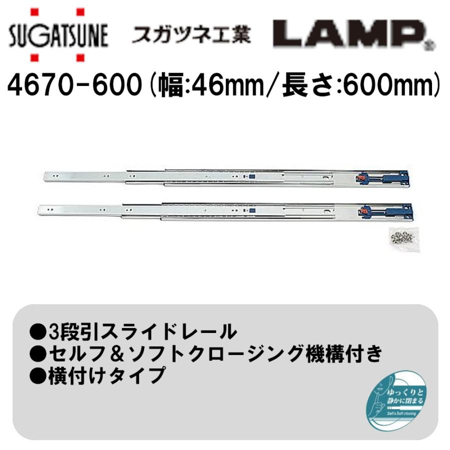 引き出し DIY 3段引スライドレール 4670-600 スガツネ工業/LAMP