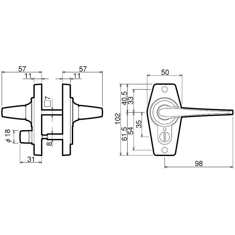 ドアノブ ハンドル 交換 GIKEN ホームレバー HL-4N DD-4 表示錠 トイレ ニッケル バックセット 35ｍｍ / 50ｍｍ / 60ｍｍ 交換方法 動画｜tk-kanamono-takeda｜05