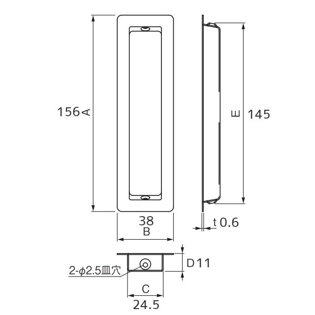 U.K 楓 戸引手 CG 155mm 引手 戸 引戸 SUS304 取付ネジ付 宇佐美工業 金色 ゴールド｜tk-kanamono-takeda｜04