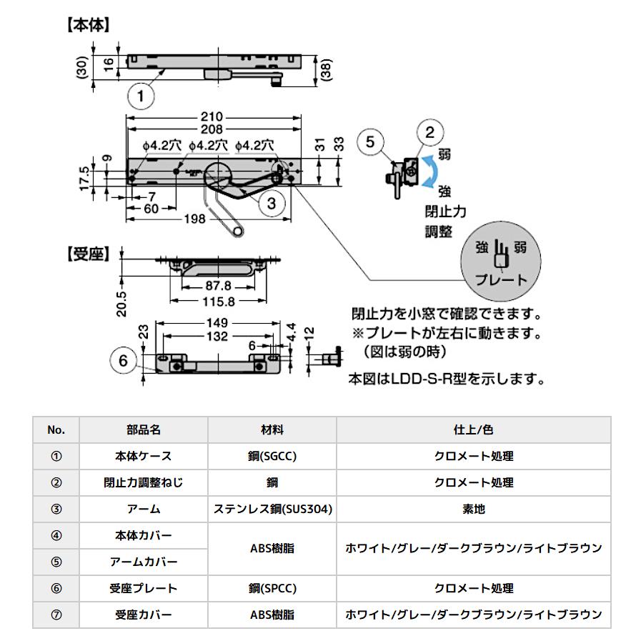 ドアダンパー LDD-S型 ラプコン ランプ スガツネ工業 ドアクローザー LAMP 後付け ダンパー クローザー ドア 扉 交換 取替 取付 DIY｜tk-kanamono-takeda｜15