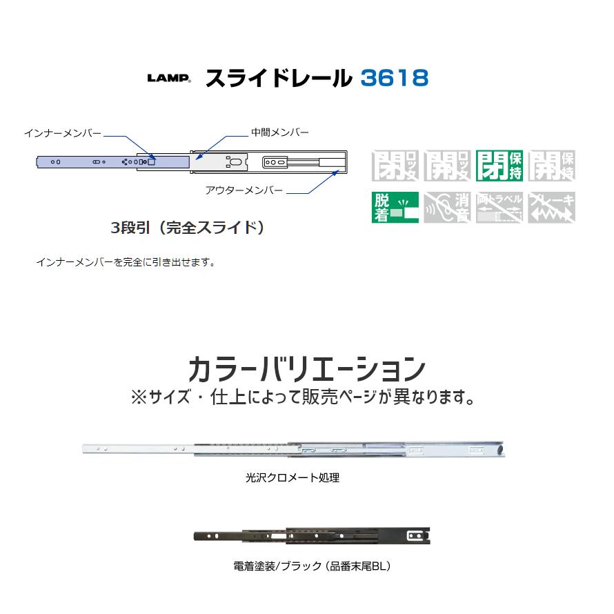 引き出し DIY 3段引スライドレール 3618-250 幅:36mm/長さ:250mm 引き出し DIY 3段引スライドレール 3618-250 幅:36mm/長さ:250mm
