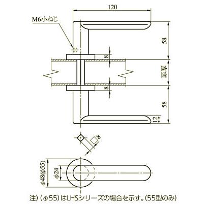 美和ロック WLA33-8 SV シルバー　木製ドア用レバーハンドル錠　非常開装置付表示付/サムターン　BS/51ミリ　扉厚33〜42ミリ｜tk-kanamono-takeda｜03