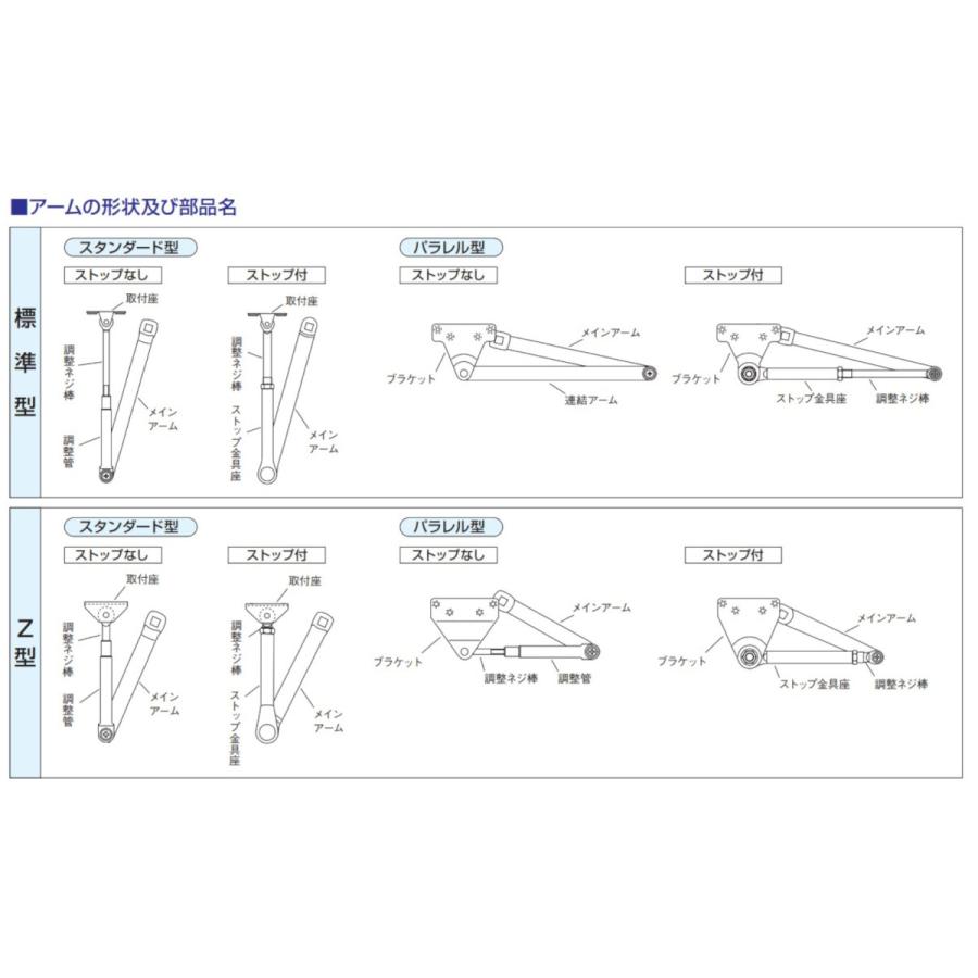 ドアクローザー ニュースター P-182 バーントアンバー パラレル型 ドアチェック ストップ付 左右兼用 ドア重量45Kg以下 標準ブラケット｜tk-kanamono-takeda｜08