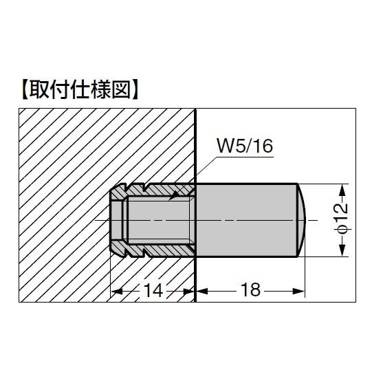 棚ダボ 棚受 棚板受け金具 φ12×18mm ネジW5/16 SS-322 オス 1個入 真鍮