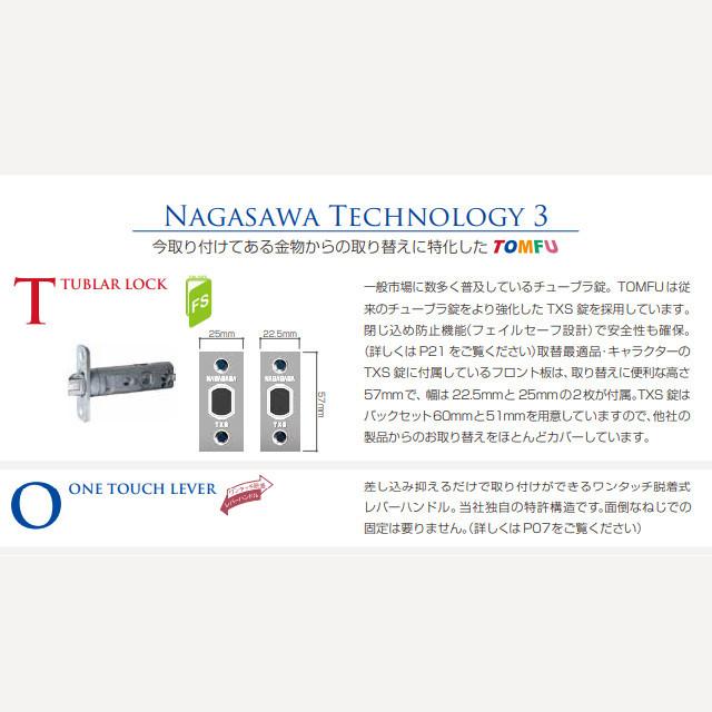 ドアノブ ハンドル 交換 TXS-G10R-MS/MG/MU 各3色 トムフ 空錠 長座 室内用 レバーハンドル 取替 TOMFU長沢製作所｜tk-kanamono-takeda｜03