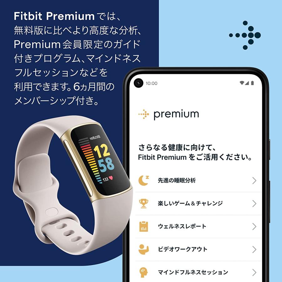 Google Fitbit Charge 5 活動量計 ルナホワイト ソフトゴールド  