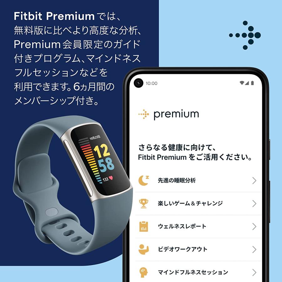 Fitbit Charge 5 スチールブルー プラチナ フィットビット fitbit スマートウォッチ 本体 活動量計 フィットネストラッカー 心拍数 日本正規品｜tk-retail2-fb｜07