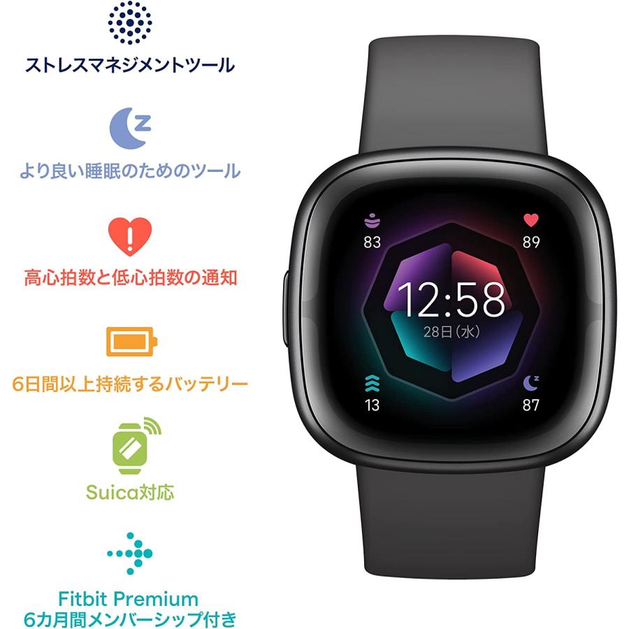 1年保証』 Fitbit sense2 ブラック 本体 フィットビット fitbit スマートウォッチ 活動量計 フィットネストラッカー 心拍数 公式  日本正規品
