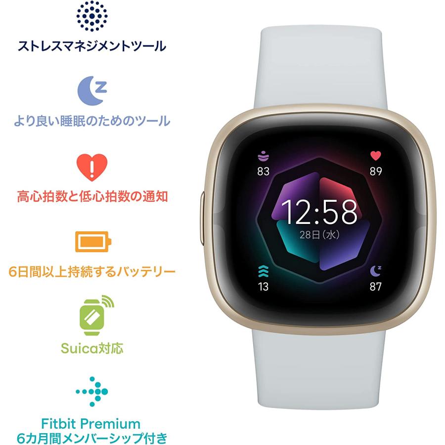 Fitbit Sense 2 ブルーミスト／ソフトゴールドアルミニウム フィット