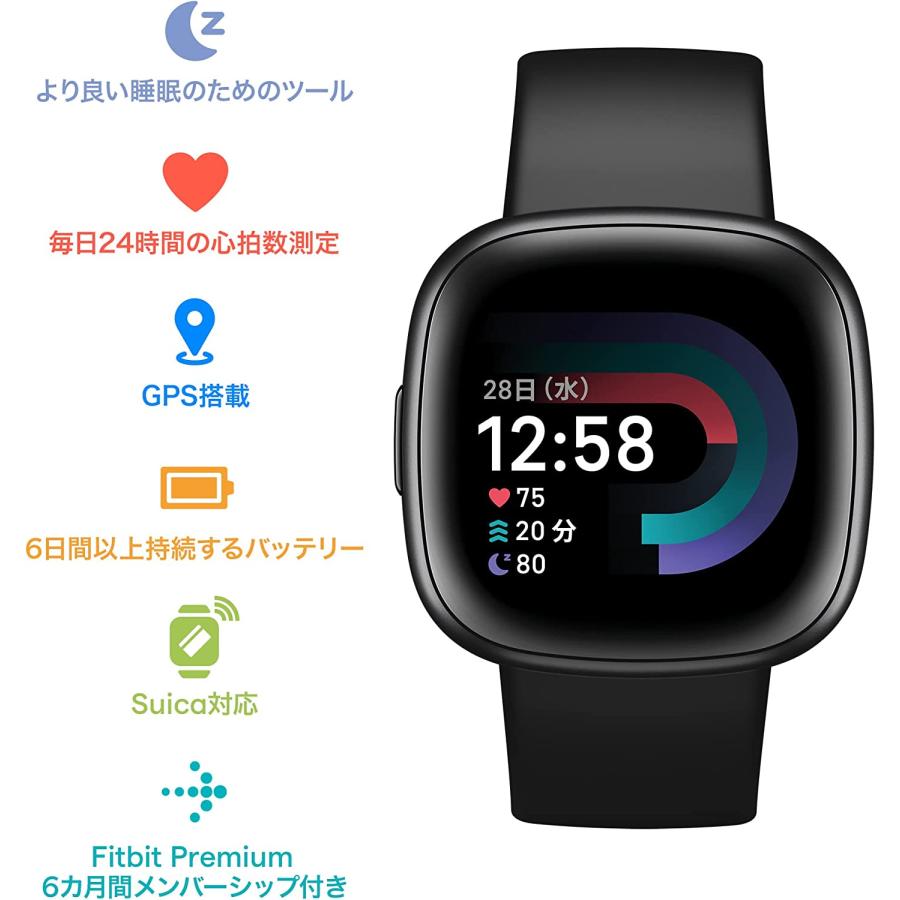 Google Fitbit Versa 4 スマートウォッチ ブラック Google Fitbit Versa 4 スマートウォッチ ブラック