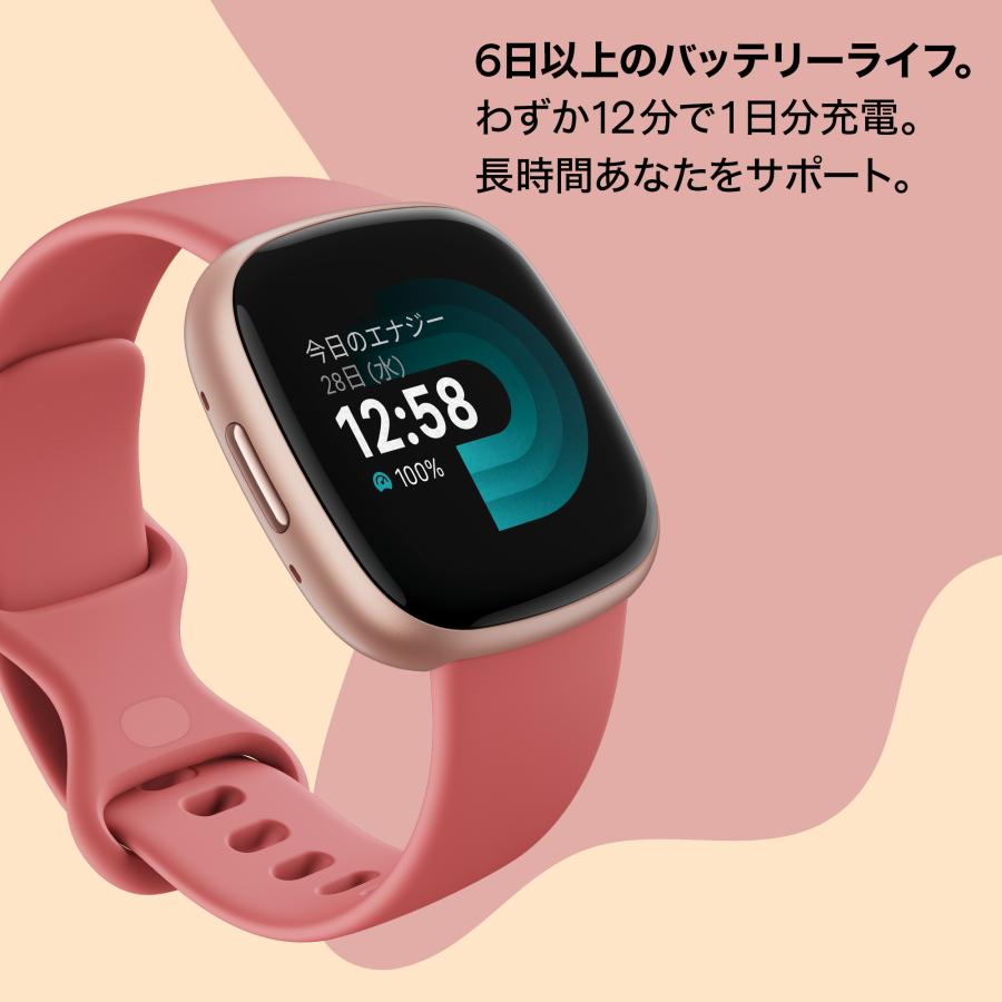 Fitbit Versa 4 ピンクサンド／カッパーローズアルミニウム フィット 