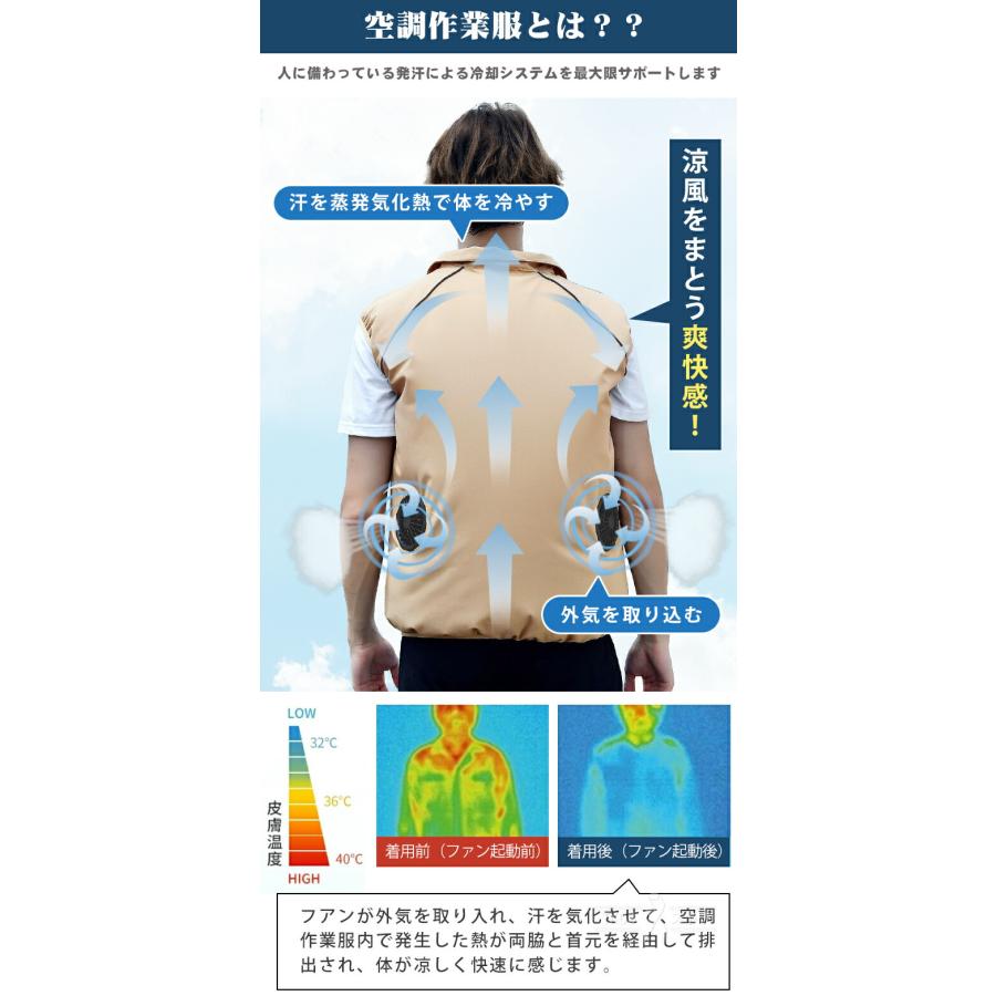 空調作業服 ワークマン ベスト ファン付きベスト 半袖 空調ベスト 扇風機 フルセット ファン付き メンズ レディース 大きいサイズ 空調冷風服 暑さ対策グッズ｜tk03store｜09