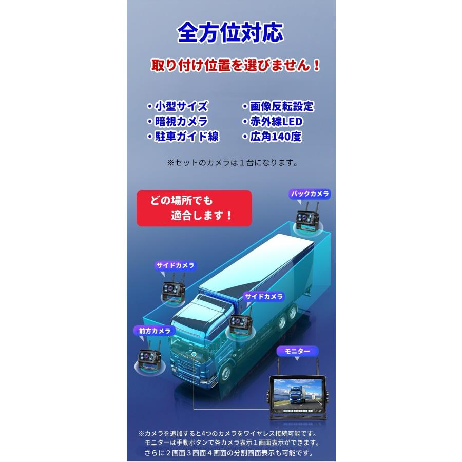 デュアルアンテナ ワイヤレス バックカメラ フロント サイド AHD