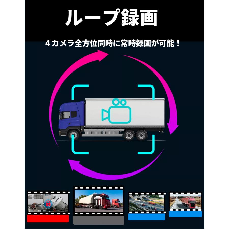 AHD バックカメラ 4カメラ モニターセット 10.1インチ ドライブ