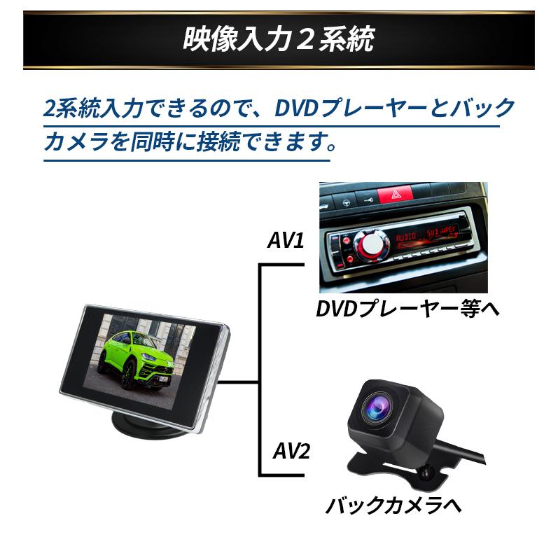 オンダッシュモニター バックカメラ セット 3.5インチ 2系統映像入力