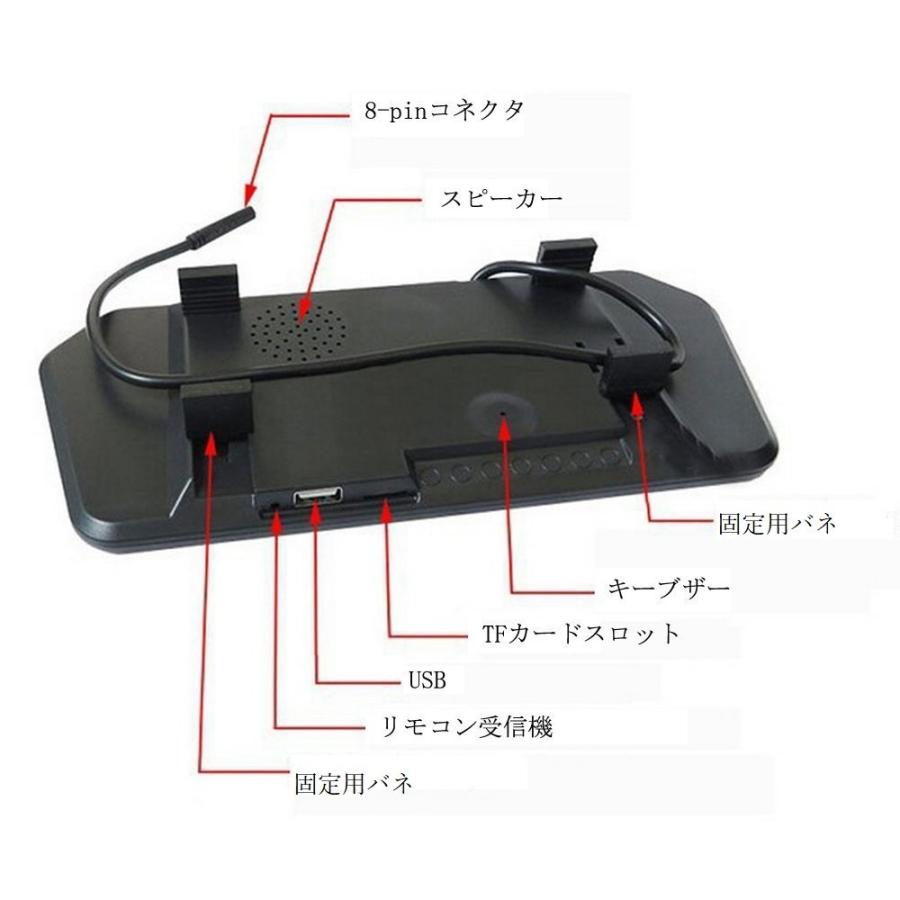 ルームミラーモニター 7インチ ミラーモニター 12V 2系統映像入力