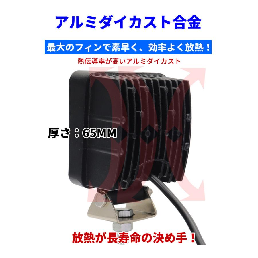 LED作業灯 2個セット ワークライト 48W 投光器 防水 6000lm PMMAレンズ