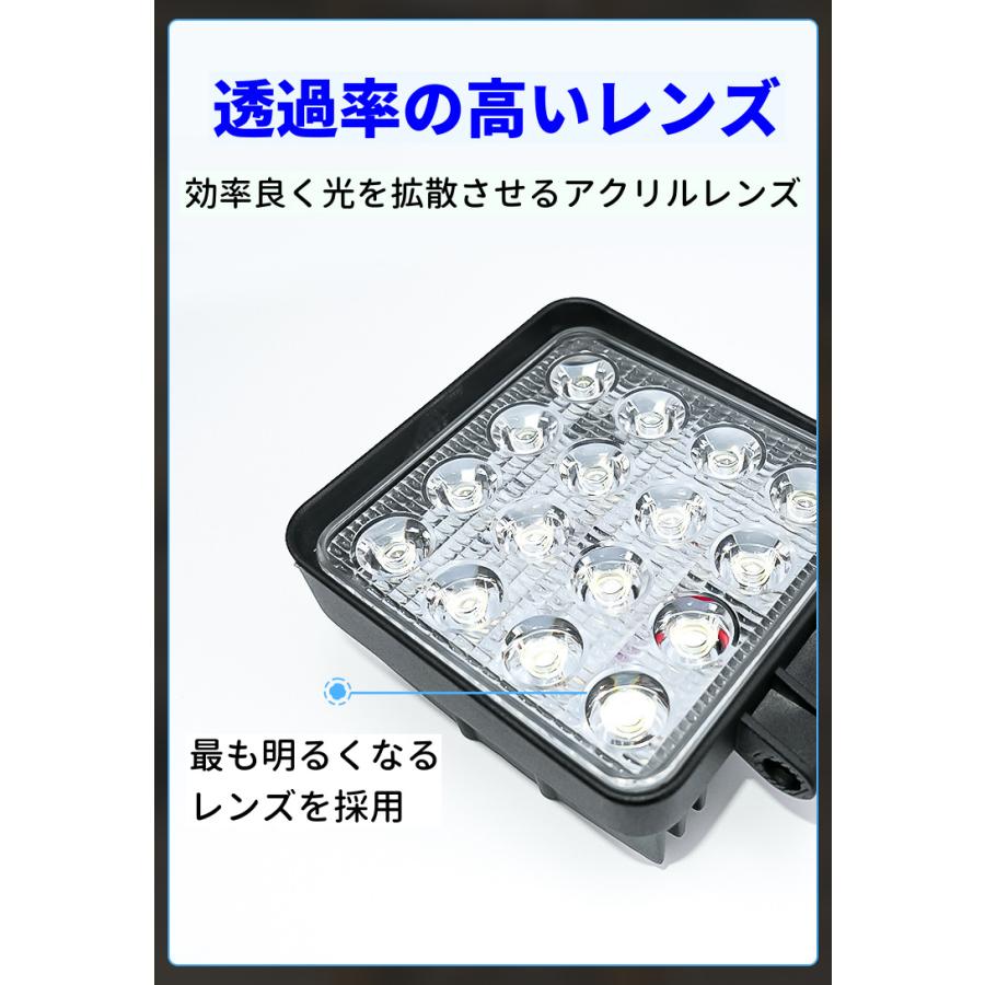 LED作業灯 2個セット ワークライト 48W 投光器 防水 6000lm PMMAレンズ