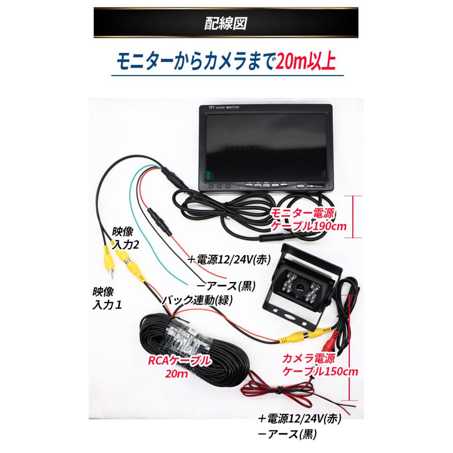 バックカメラ モニターセット カメラ CCDカラーセンサー 24V対応