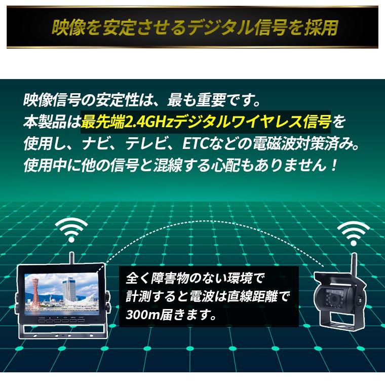 バックカメラモニターセット ワイヤレス 7インチ ドライブレコーダー