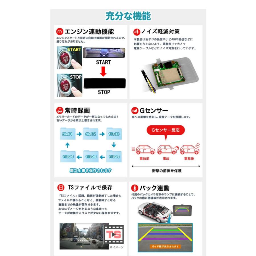 2K ドライブレコーダー 12インチ ミラー型 デジタルミラー 16GBメモリ