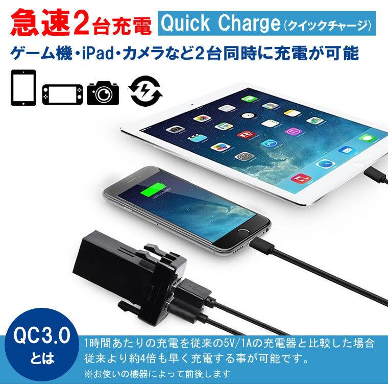 新電圧表示電源ソケット USB2ポート QC3.0 USB電源 LEDブルー スイッチホール 増設キット トヨタＡタイプ（33x22.5mm） アルファード / プリウス / アクア 等に｜tk1234｜05