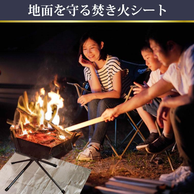 焚き火シート 耐火シート たき火台シート Mサイズ 焚火台シート バーベキュー BBQ アウトドア キャンプシート ハトメ付き ガラス繊維製 耐熱シート 薪ストーブ｜tk1234｜02