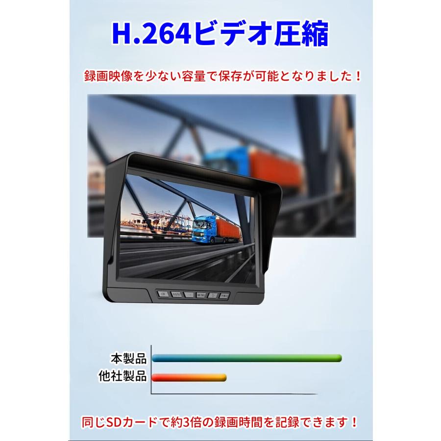 ワイヤレス ソーラー充電式 7インチ バックカメラ モニター