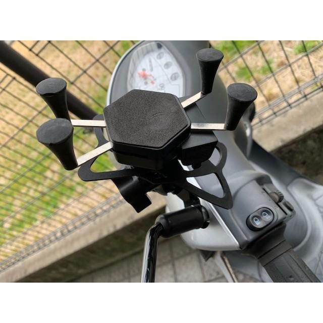 スマホホルダー バイク 充電 USB電源付き 固定力抜群 スイッチ付き 自転車 ハンドル取り付け 4~6.5インチ携帯に対応 付属のゴムで強力に固定｜tk1234｜09