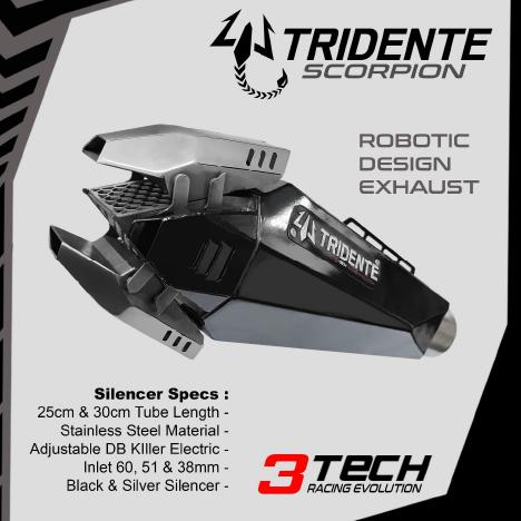 3Tech Racing Tridente Scorpion Sporty ロボットマフラー 可変バルブ 差込口径60mm バイク用 スリップオン |  | 03