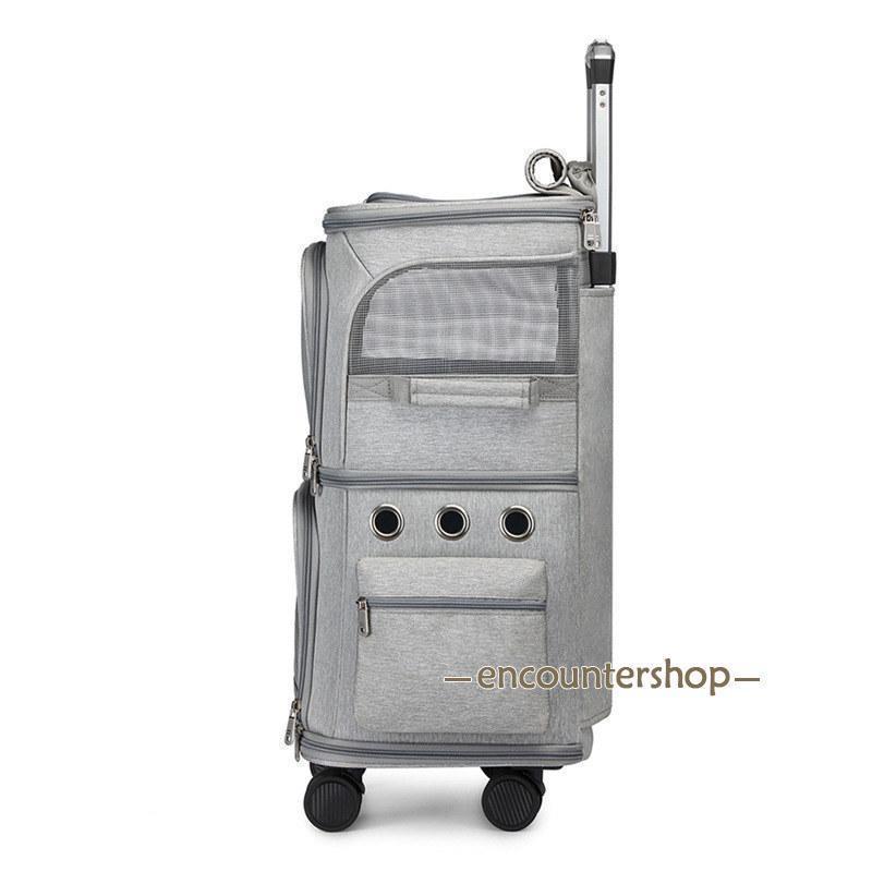 高評価続出！ キャリーバッグ 犬 ペット 2層 2匹 メッシュ キャスター付き リュックキャリーバッグ キャリーケース 犬 猫 小型犬 中型犬 動物 旅行 遠出 【1538464217】(9571円)