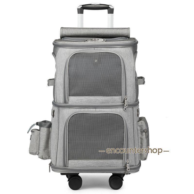 高評価続出！ キャリーバッグ 犬 ペット 2層 2匹 メッシュ キャスター付き リュックキャリーバッグ キャリーケース 犬 猫 小型犬 中型犬 動物 旅行 遠出 【1538464217】(9571円)
