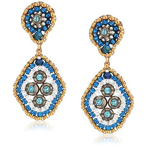 Miguel Ases 小さなスワロフスキークラスター 菱形ポストドロップイヤリング エジプトブルー 並行輸入品