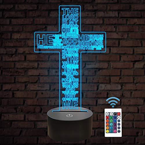 【オープニング大セール】 キリストの錯覚ライト 3Dナイトライト Cross Jesus 16色変化 室内装 部屋 デスクランプ Lord The リモコン付き その他インテリア雑貨、小物