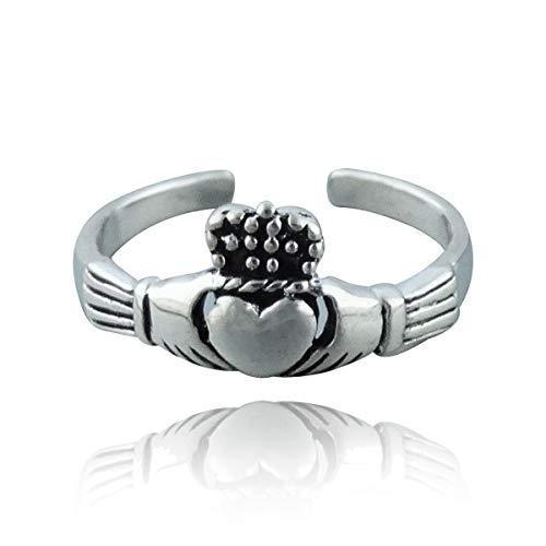 FashionJunkie4Life スターリングシルバー 調節可能 アイリッシュ クラダ トウリング ミディナックルリング