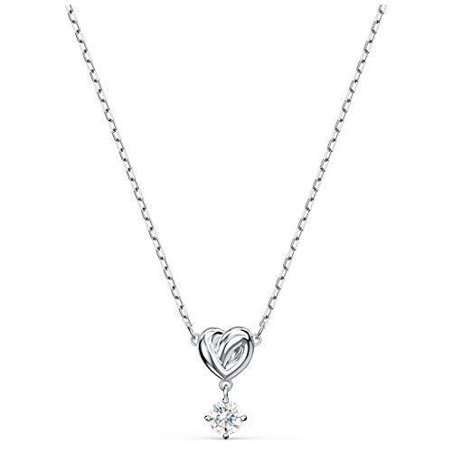 スワロフスキー 生涯ハートペンダントネックレス キュービックジルコニア ホワイト フリーサイズ 並行輸入品
