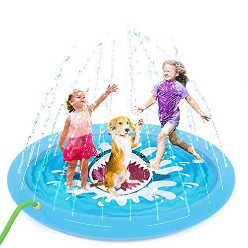 Lsnisni Sprinkler for Kids Dogs, Splash Pad Summer Outdoor Fun Toys, 68’’ Children’s Sprinkler Pool, Water Toys Mat for Babies and Tod