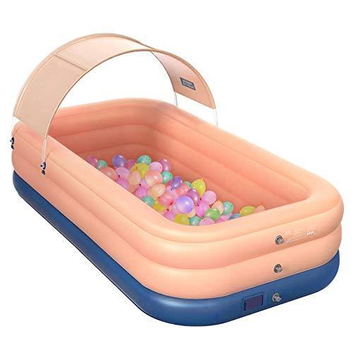 Family Inflatable Kiddie Swimming Pool Inflatable Lounge Pool with Sunshade Canopy Pool for Kids with One-Button Automatic Inflation,Outdo