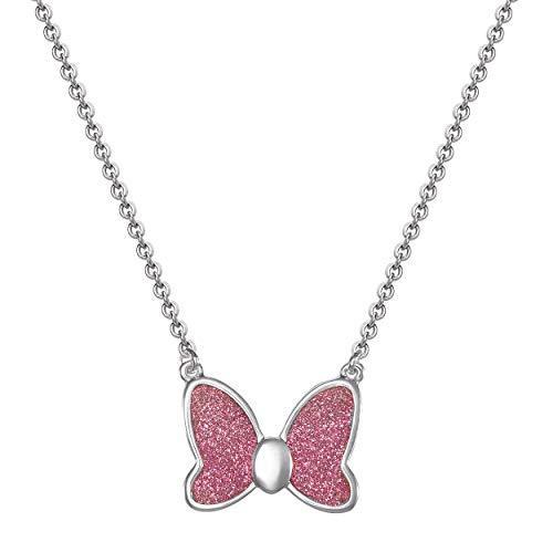 オンライン アウトレット 公式ライセンス 並行輸 リボン ミニーマウス ピンク ネックレス ディズニー シルバーメッキ グリッター P1tma 日本割引品 Jeromejack Fr