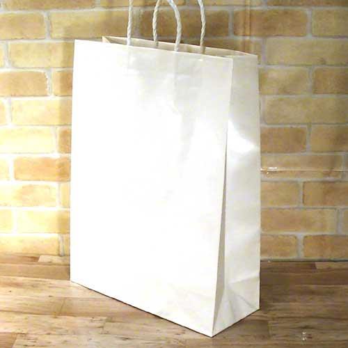 ペーパーバッグ　無地　縦長　手提げ袋 ・ホワイト(横38cmｘ高さ50cm、底幅15cm) 0117-14  (横38cmｘ高さ50cm、底幅15cm)　プレゼント ギフト | シモジマ