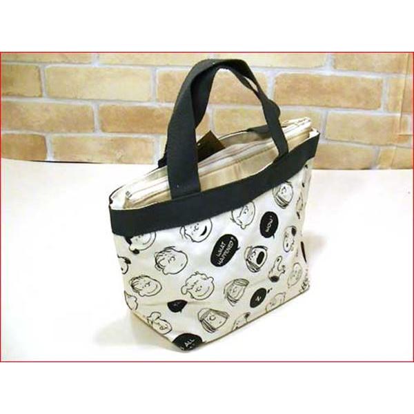 ランチバッグ トートバッグ 保冷ポーチ付き スヌーピー　かわいい フェイス柄 ホワイト&ブラック 0119-19 | SNOOPY | 02