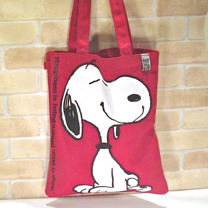 スヌーピー ピーナツ SNOPPY 大きなトートバッグ 手提げ カラーキャンパス・レッド 0119-35 | SNOOPY