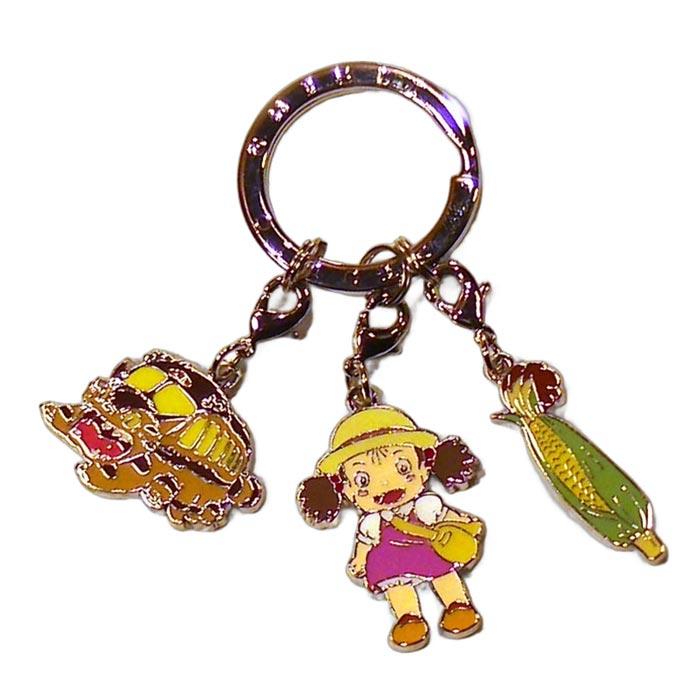 となりのトトロ 3連キーホルダー 金属製 キーリング かわいい （ネコバス メイちゃん トウモロコシ) 0120-07　プレゼント ギフト | スタジオジブリ