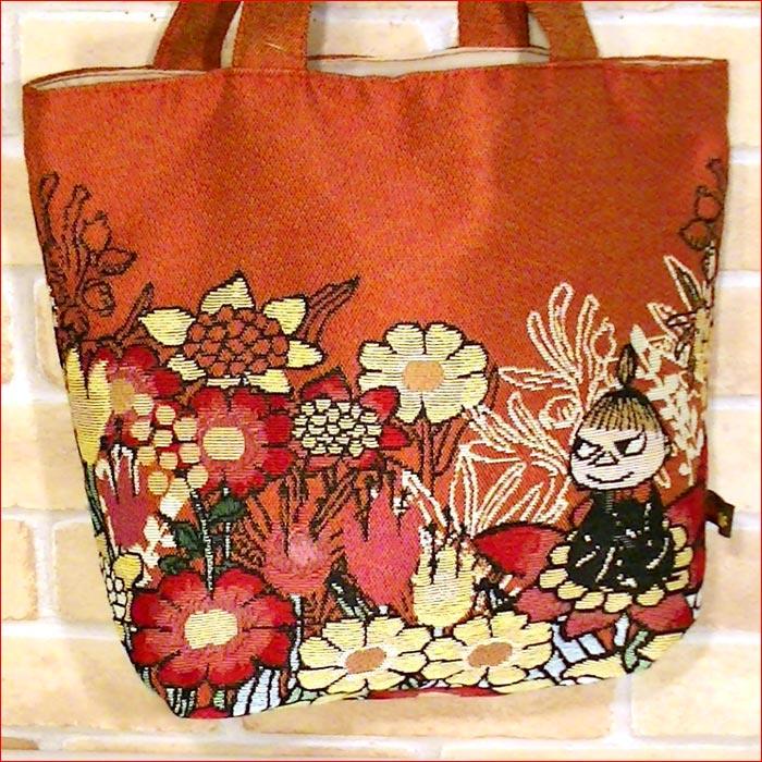 ムーミン トートバッグ（M） リトルミイ 花といっしょに MOOMIN リトルミィ ゴブラン織り ミニバッグ 花と一緒　ダークオレンジ 0121-46 | MOOMIN | 01